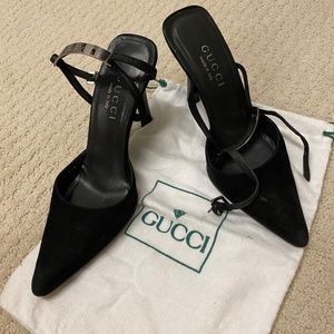Gucci Slingback Black Suede Heels